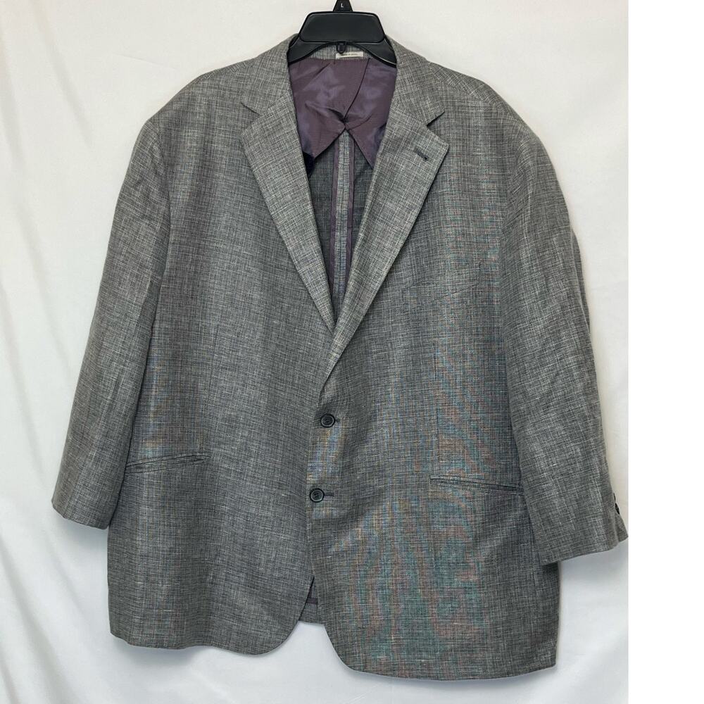 Joseph Abound Mens 52R Gray Guabello Wool Linen Blend 2 Button Sport Coat Blazer